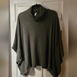 Dark Gray Ribbed Poncho